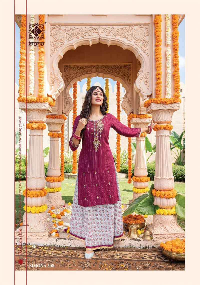 Kiana Fashion Simona Vol 3 Pure Viscose Lurex Thread Work Handwork Kurti