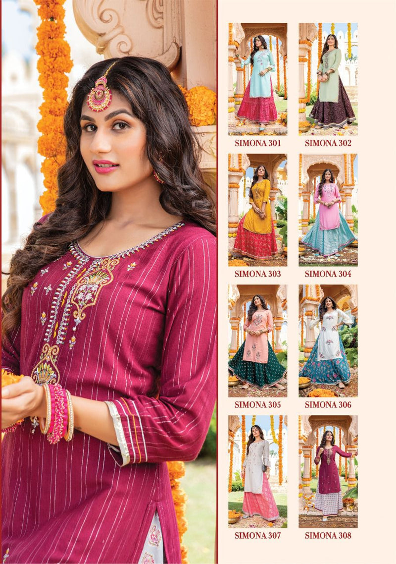 Kiana Fashion Simona Vol 3 Pure Viscose Lurex Thread Work Handwork Kurti