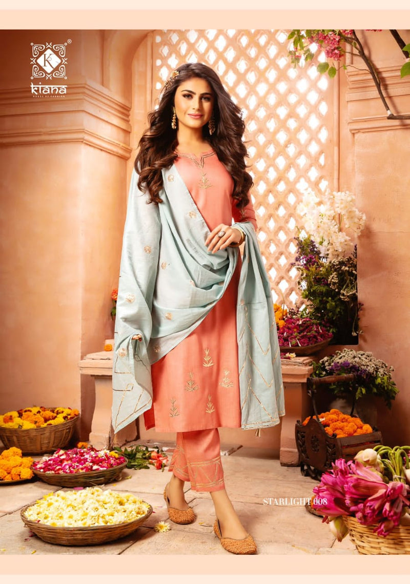 Kiana Fashion Starlight Heavy Mal Rayon Gotta Patti Work Stylish Designer Kurti