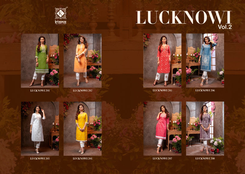 Kiana Lucknowl Vol 2 Cotton Heavy Jacquard With Heavy Work Kurti