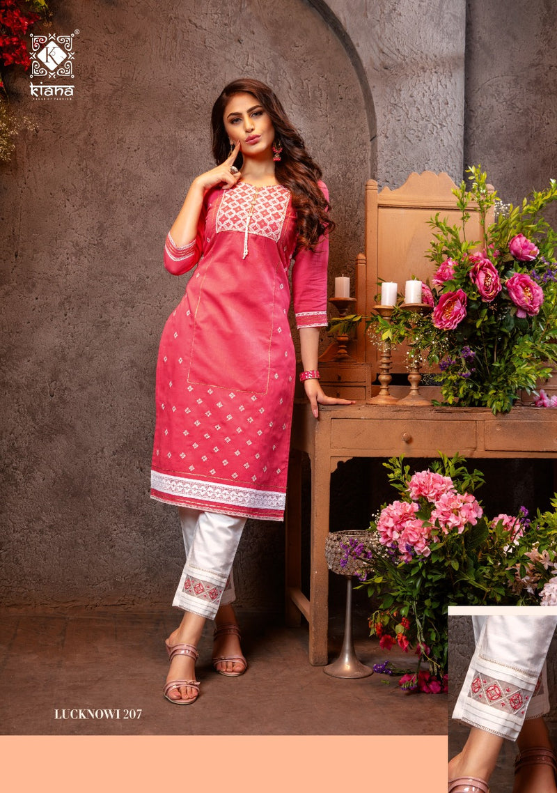 Kiana Lucknowl Vol 2 Cotton Heavy Jacquard With Heavy Work Kurti