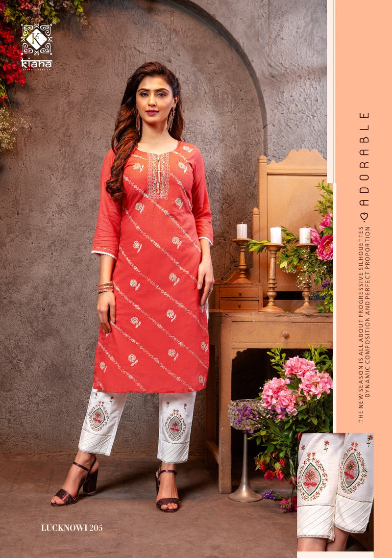 Kiana Lucknowl Vol 2 Cotton Heavy Jacquard With Heavy Work Kurti