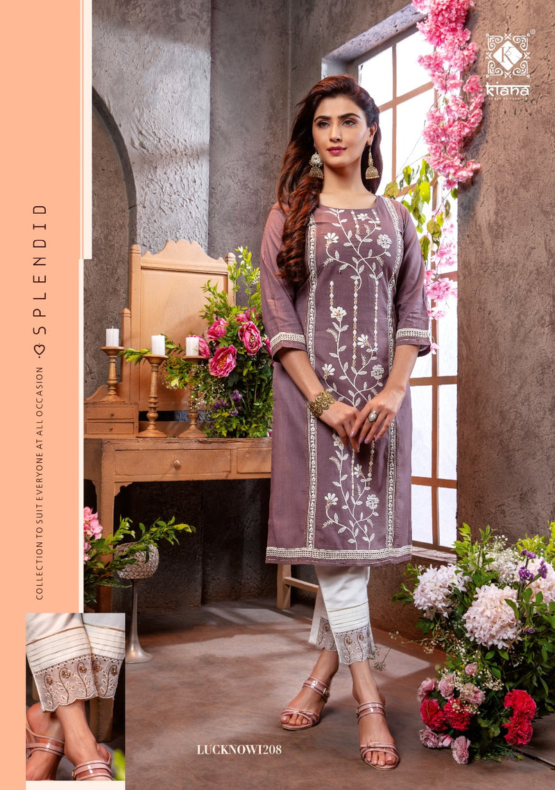 Kiana Lucknowl Vol 2 Cotton Heavy Jacquard With Heavy Work Kurti