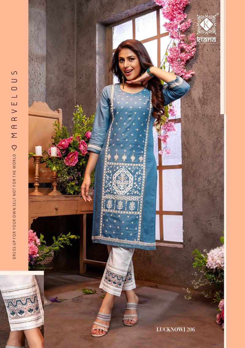 Kiana Lucknowl Vol 2 Cotton Heavy Jacquard With Heavy Work Kurti