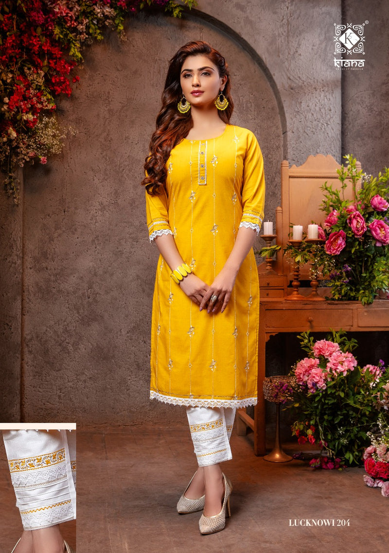 Kiana Lucknowl Vol 2 Cotton Heavy Jacquard With Heavy Work Kurti