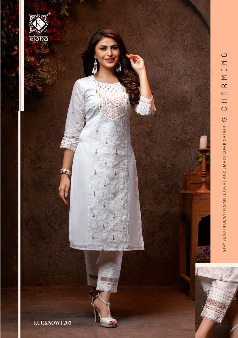 Kiana Lucknowl Vol 2 Cotton Heavy Jacquard With Heavy Work Kurti