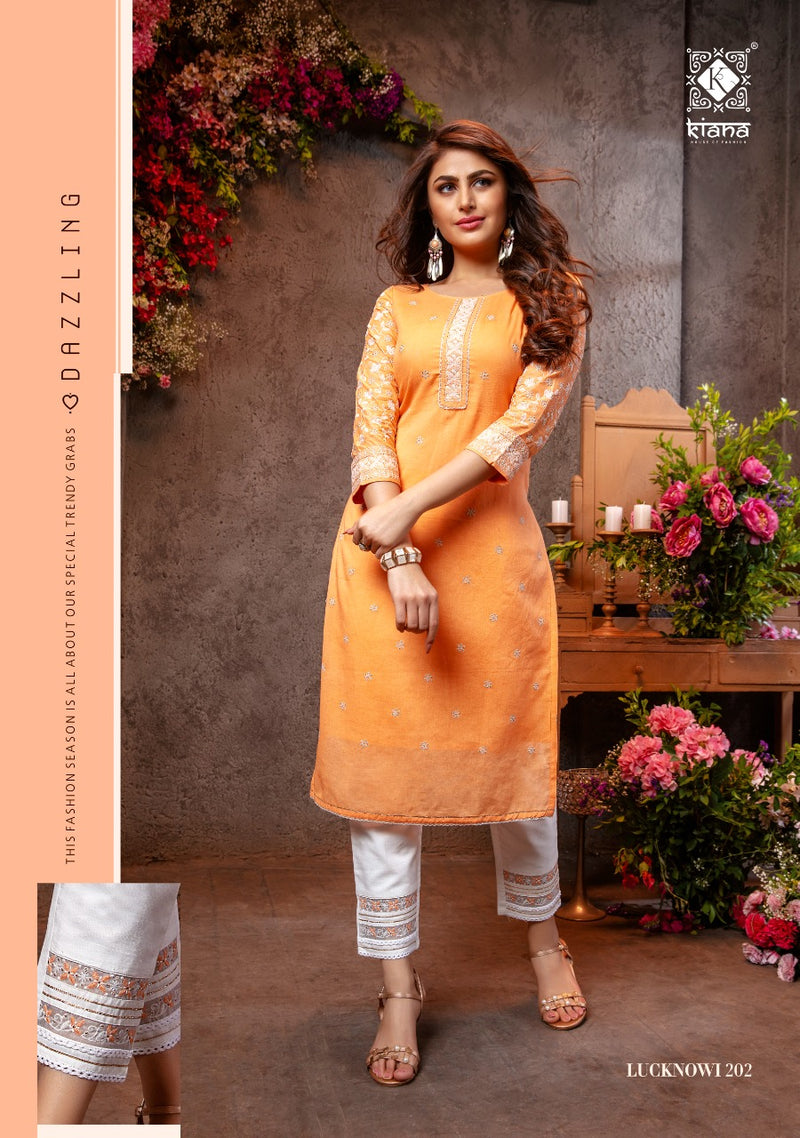 Kiana Lucknowl Vol 2 Cotton Heavy Jacquard With Heavy Work Kurti
