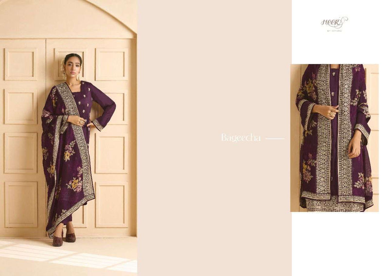 Kimora Heer Bageecha Russain Silk With Embroidery Work Designer Salwar Suit
