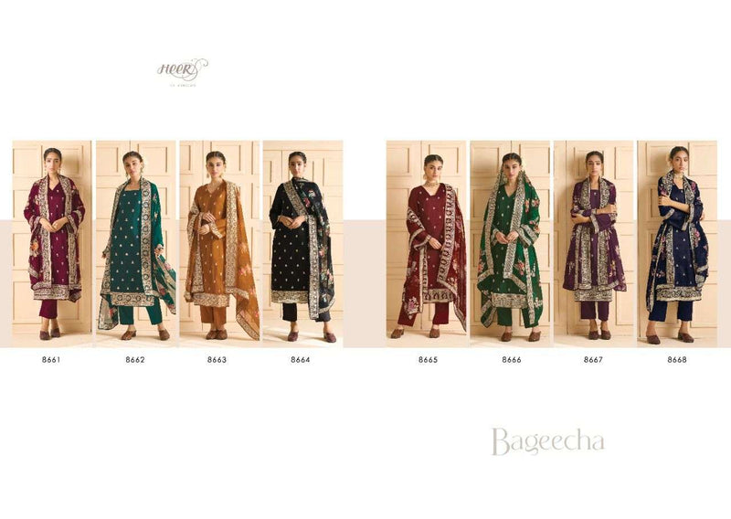 Kimora Heer Bageecha Russain Silk With Embroidery Work Designer Salwar Suit
