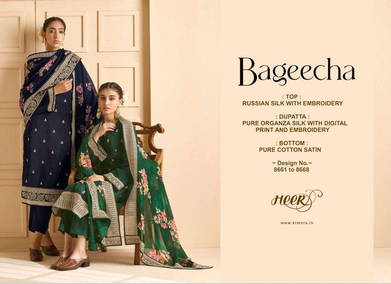 Kimora Heer Bageecha Russain Silk With Embroidery Work Designer Salwar Suit