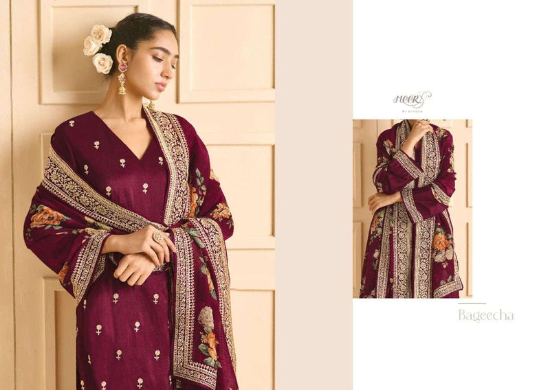 Kimora Heer Bageecha Russain Silk With Embroidery Work Designer Salwar Suit