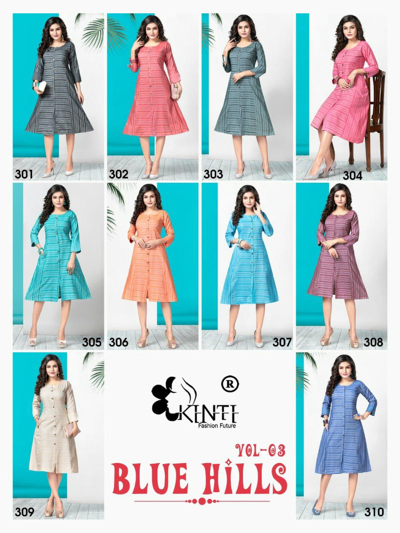 Kinti Blue Hills Vol 3 Handloom Weaving Fancy Kurti