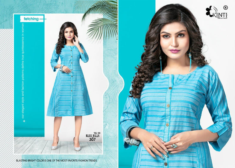 Kinti Blue Hills Vol 3 Handloom Weaving Fancy Kurti