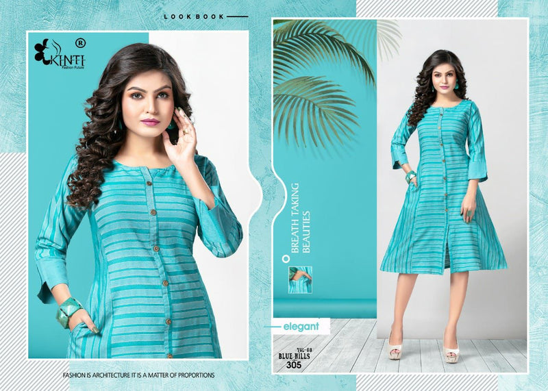 Kinti Blue Hills Vol 3 Handloom Weaving Fancy Kurti