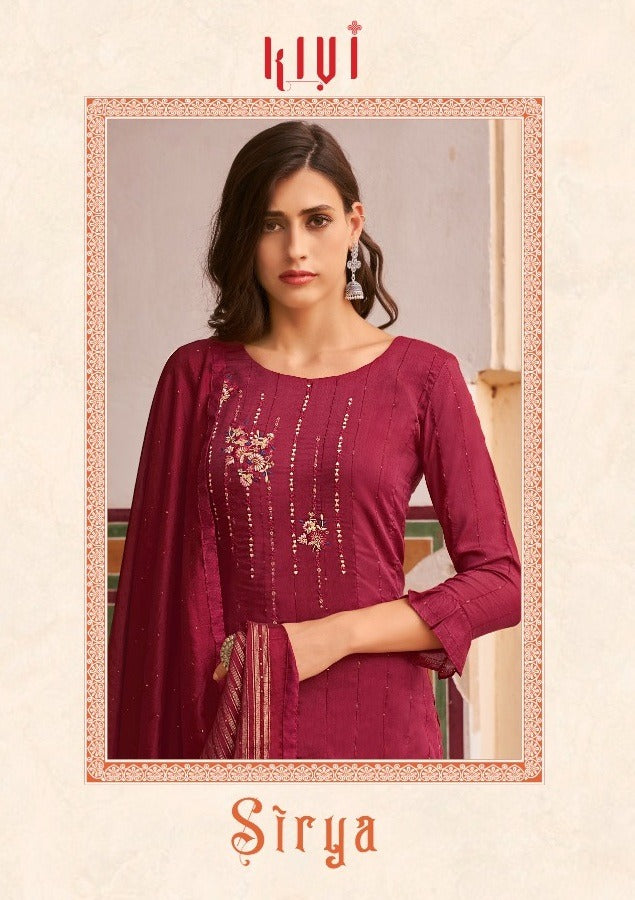 Kivi By Kajree Sirya Muslin Silk Heavy Khatli Embroidery Work Kurti Wear
