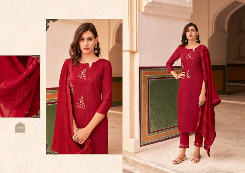 Kivi By Kajree Sirya Muslin Silk Heavy Khatli Embroidery Work Kurti Wear