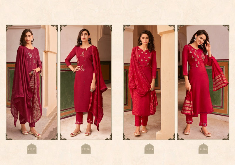 Kivi By Kajree Sirya Muslin Silk Heavy Khatli Embroidery Work Kurti Wear