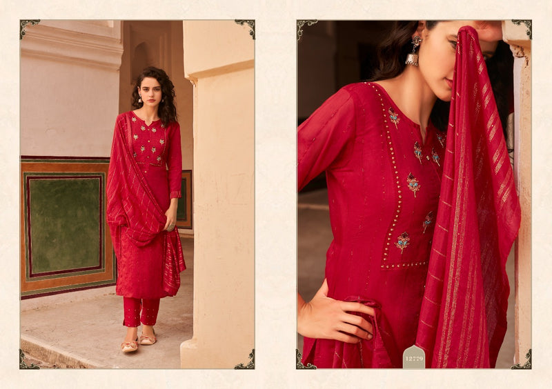 Kivi By Kajree Sirya Muslin Silk Heavy Khatli Embroidery Work Kurti Wear