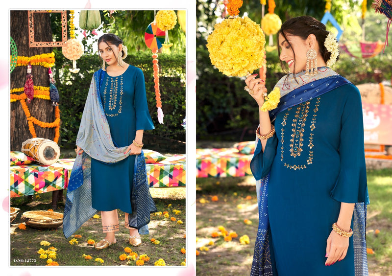 Kivi Vastra Fiona Silk With Khatli Work Fancy Designer Kurti