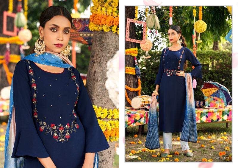 Kivi Vastra Fiona Silk With Khatli Work Fancy Designer Kurti