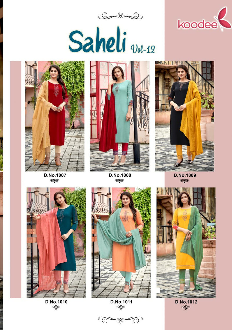 Koodee Saheli Vol 12 Ntlon Viscose With Stripe Fancy Kurti