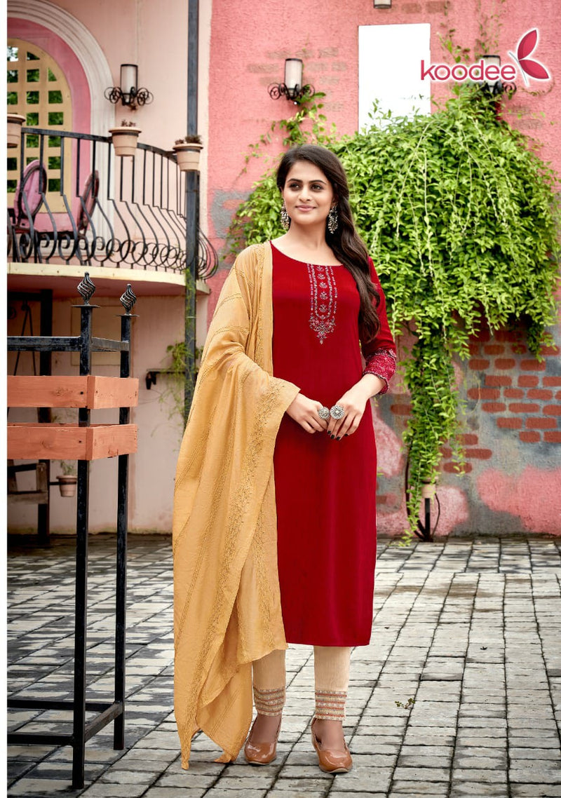 Koodee Saheli Vol 12 Ntlon Viscose With Stripe Fancy Kurti
