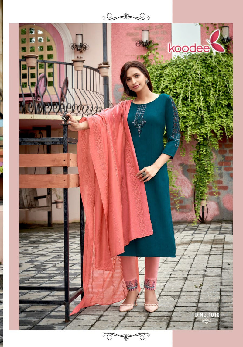 Koodee Saheli Vol 12 Ntlon Viscose With Stripe Fancy Kurti
