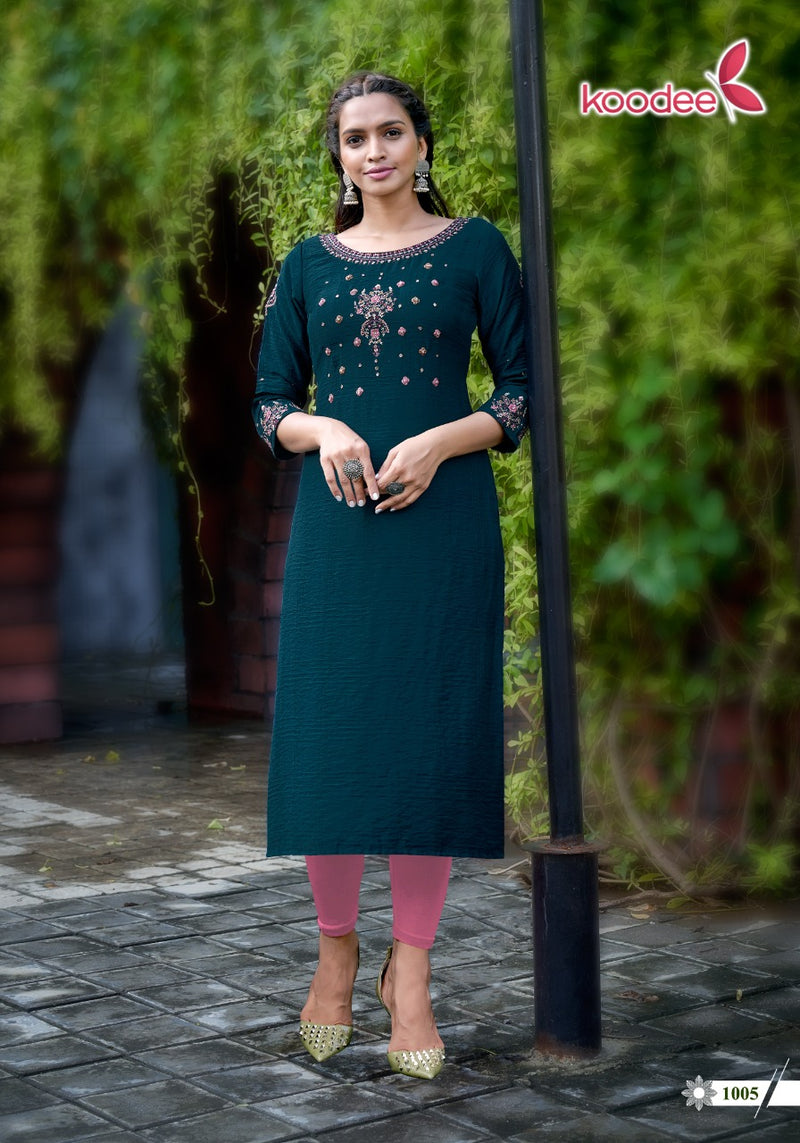 Koodee Veer Read Viscose Silk Fancy Designer Kurti