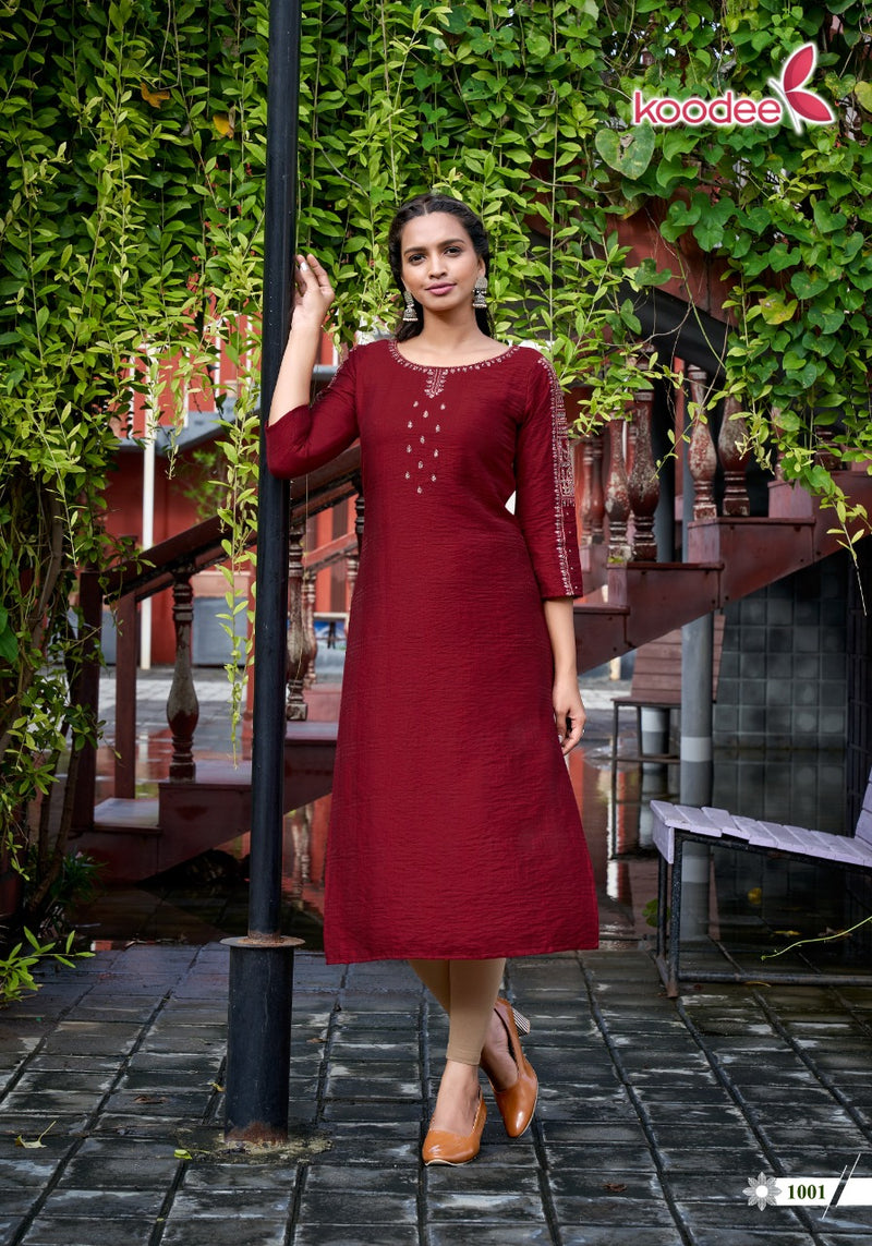 Koodee Veer Read Viscose Silk Fancy Designer Kurti