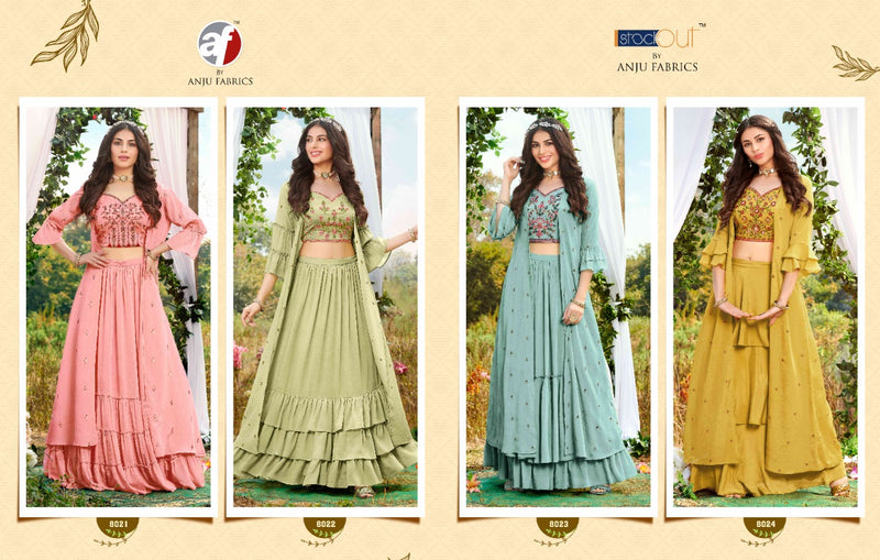 Anju Fabrics La Fashion Chinon Chiffon Designer Ready Made Wedding Wear Salwar Suits