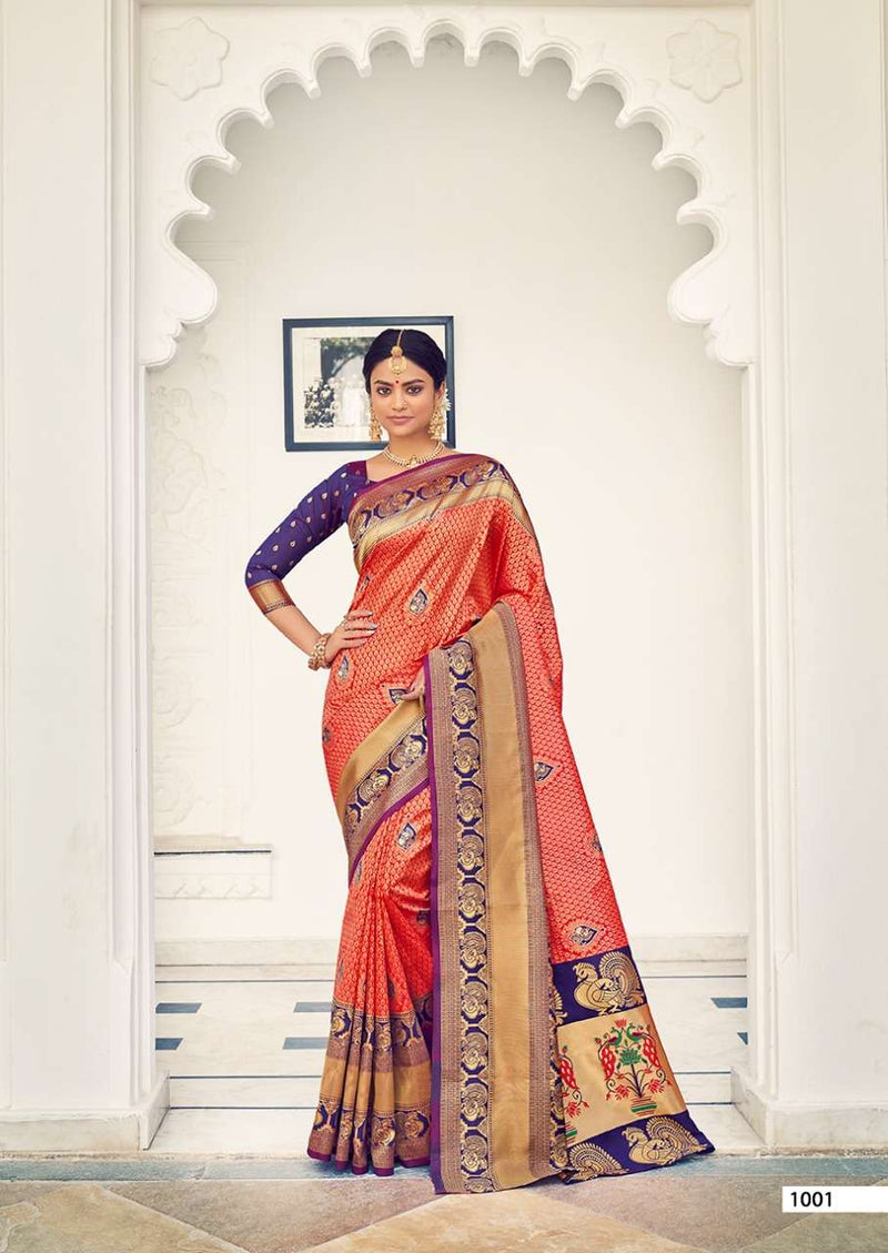 Revanta Creation Laaj Kanjivaram Silk Designer Wedding Wear Sarees