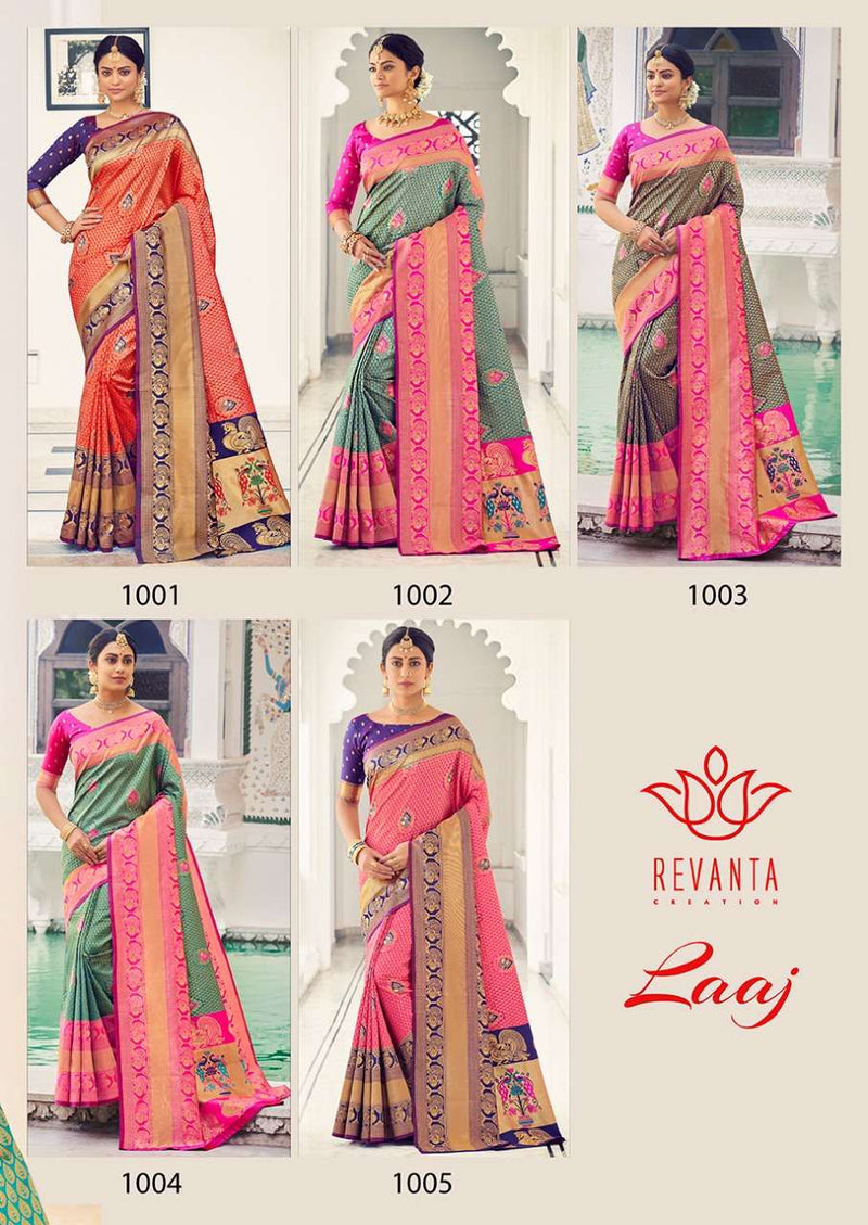 Revanta Creation Laaj Kanjivaram Silk Designer Wedding Wear Sarees