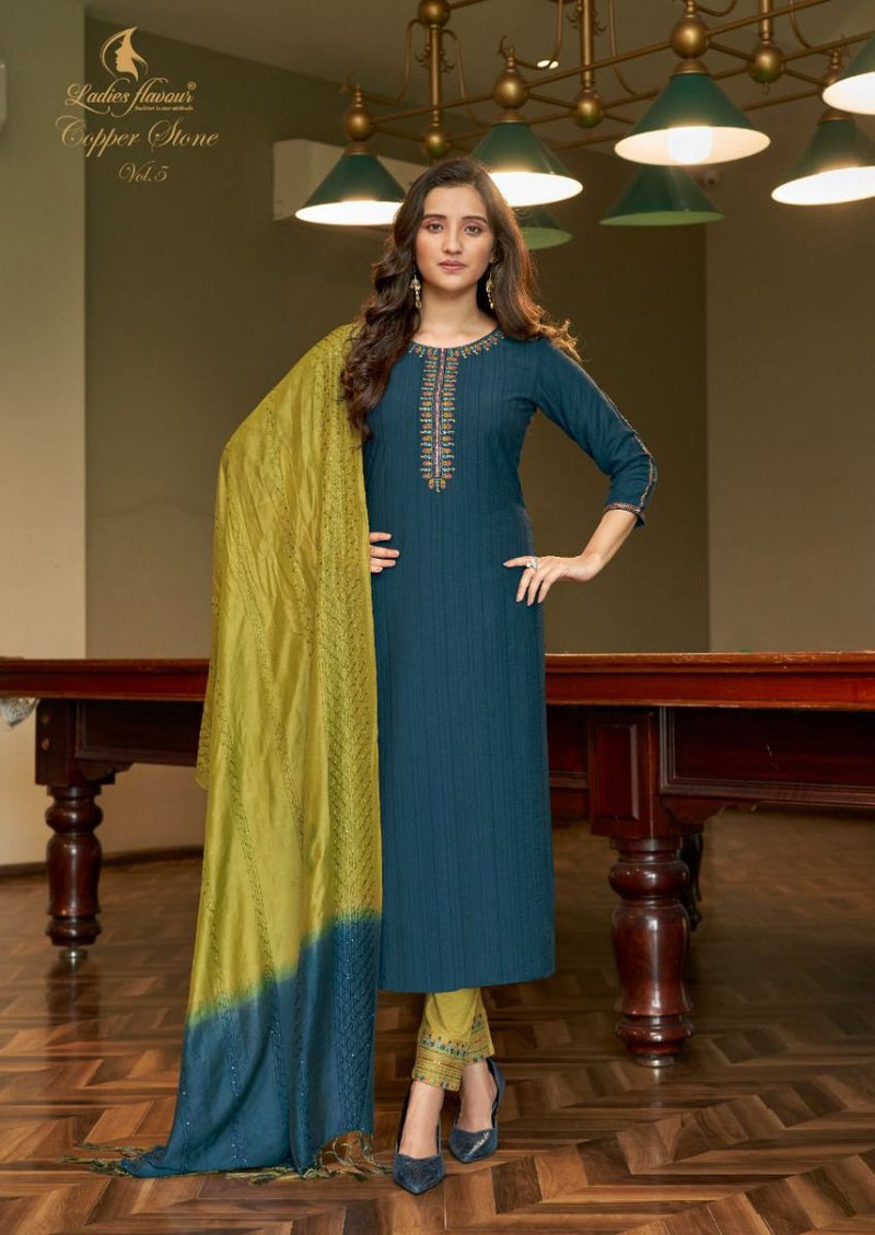Ladies Flavour Copper Stone Vol 5 Nylon Viscose Causal Wear Kurti