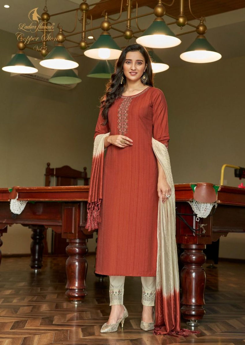 Ladies Flavour Copper Stone Vol 5 Nylon Viscose Causal Wear Kurti