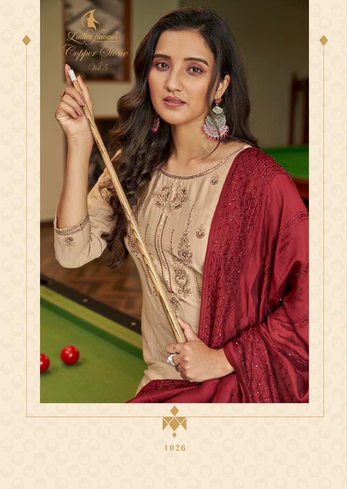 Ladies Flavour Copper Stone Vol 5 Nylon Viscose Causal Wear Kurti