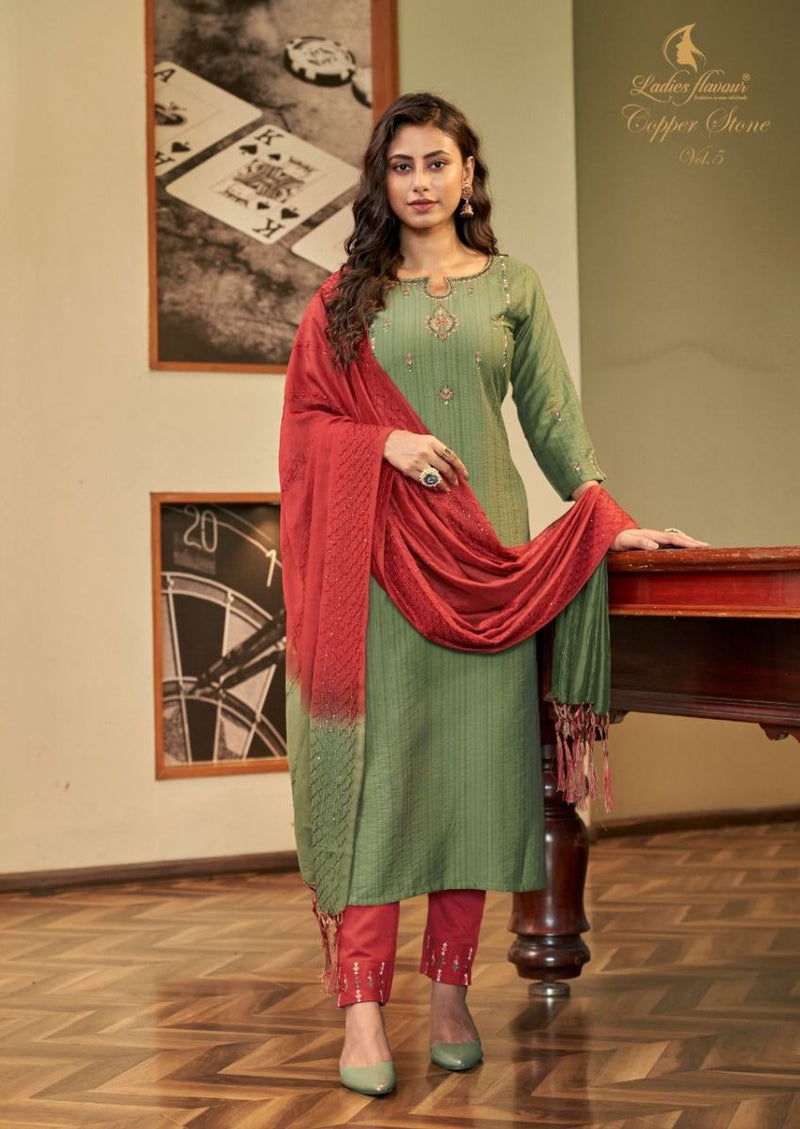 Ladies Flavour Copper Stone Vol 5 Nylon Viscose Causal Wear Kurti