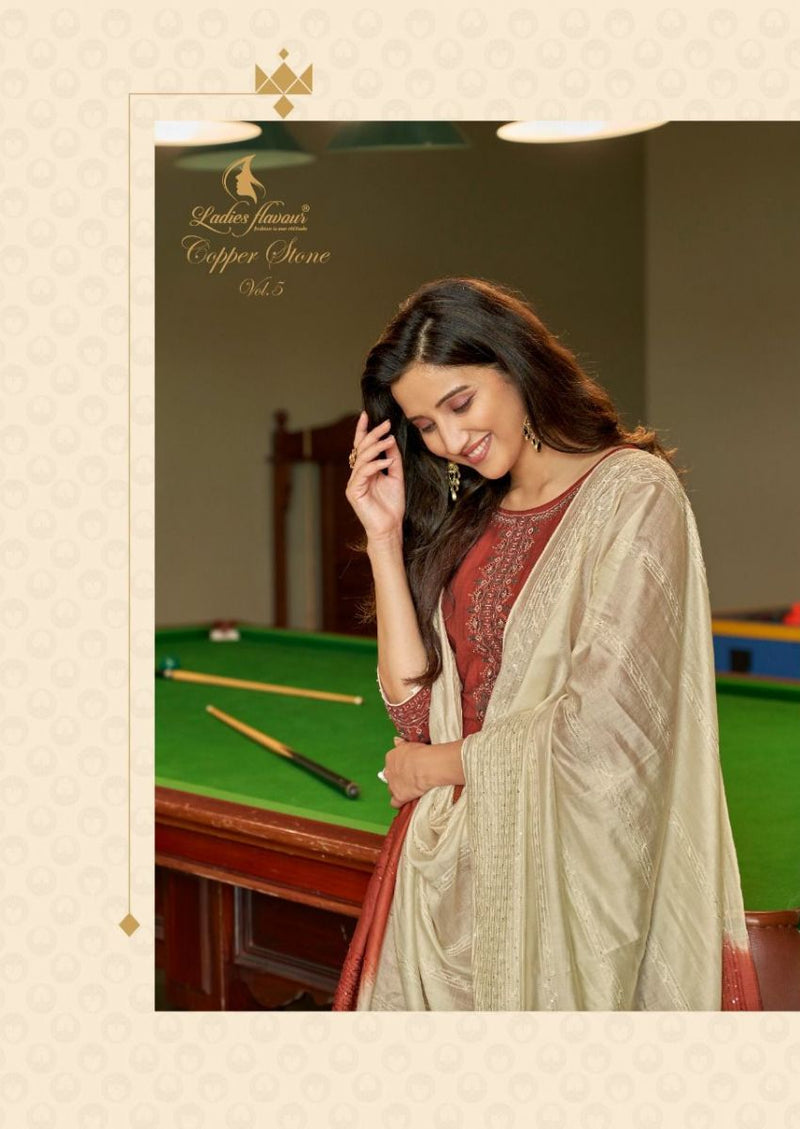 Ladies Flavour Copper Stone Vol 5 Nylon Viscose Causal Wear Kurti