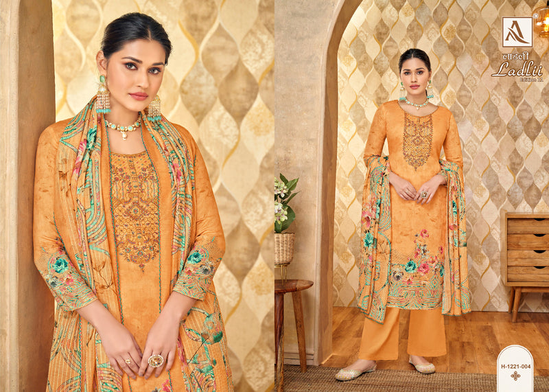 Alok Suits Ladli Edition Vol 11 Pure Jam Cotton Digital Print Fancy Embroidery Swarovski Diamond Work Designer Partywear Salwar Suit