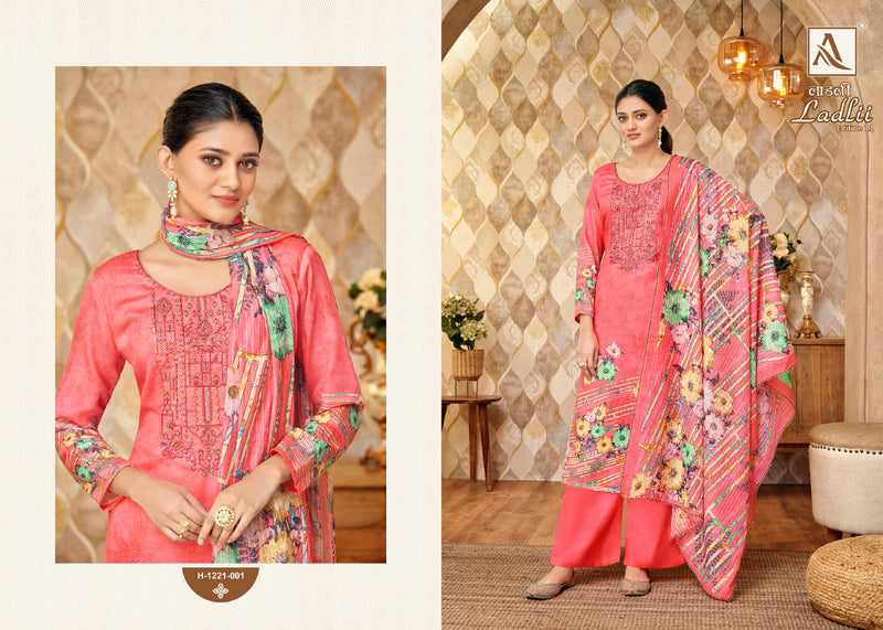 Alok Suits Ladli Edition Vol 11 Pure Jam Cotton Digital Print Fancy Embroidery Swarovski Diamond Work Designer Partywear Salwar Suit