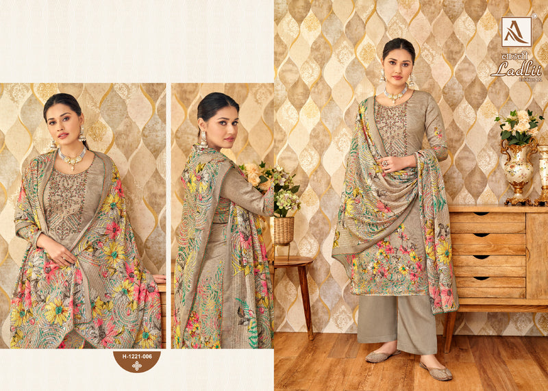 Alok Suits Ladli Edition Vol 11 Pure Jam Cotton Digital Print Fancy Embroidery Swarovski Diamond Work Designer Partywear Salwar Suit