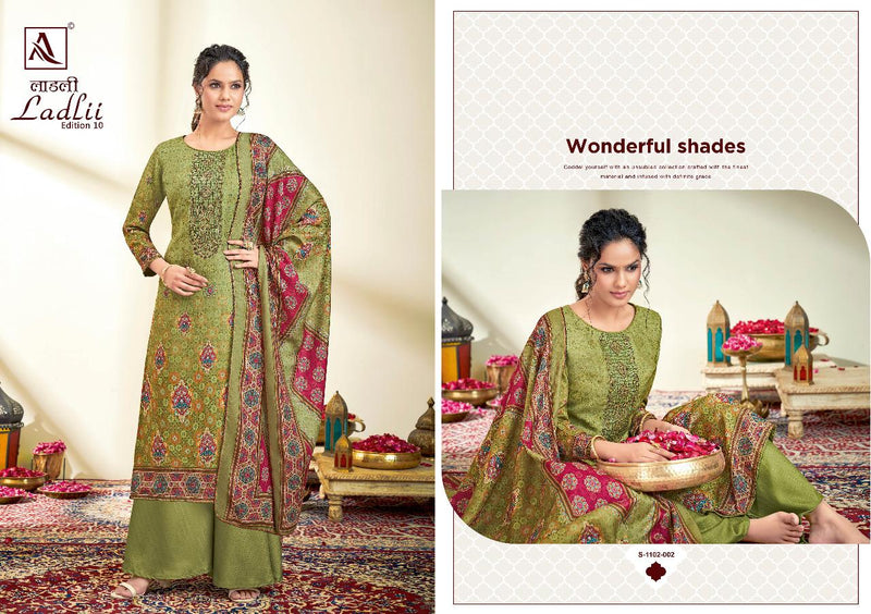 Alok Suit Ladli 10 Jam Cotton With Heavy Embroidery Work Stylish Designer Fancy Salwar Kameez