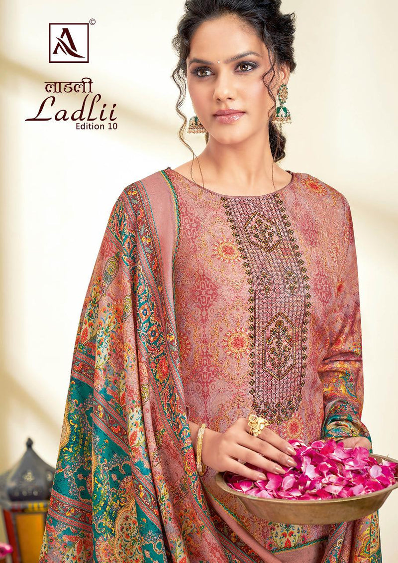 Alok Suit Ladli 10 Jam Cotton With Heavy Embroidery Work Stylish Designer Fancy Salwar Kameez