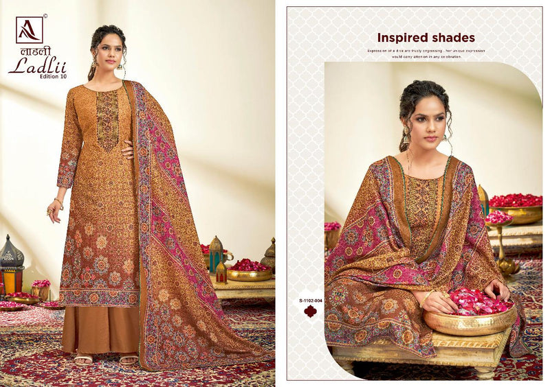 Alok Suit Ladli 10 Jam Cotton With Heavy Embroidery Work Stylish Designer Fancy Salwar Kameez