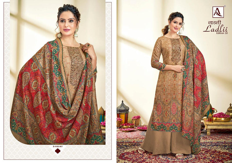 Alok Suit Ladli 10 Jam Cotton With Heavy Embroidery Work Stylish Designer Fancy Salwar Kameez