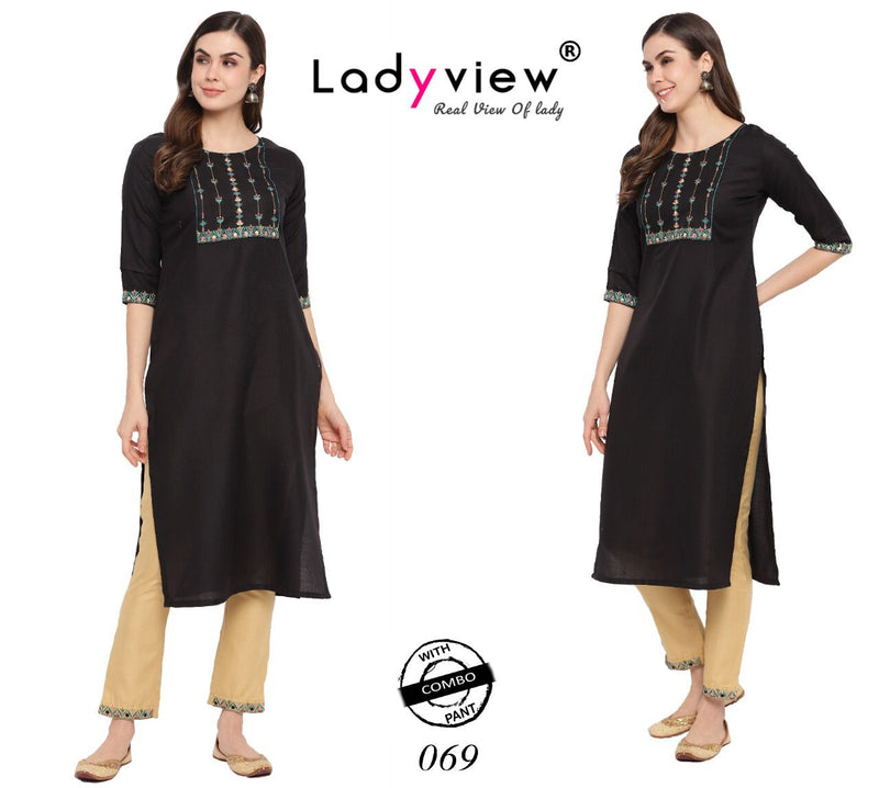 Ladyview Ruby Vol 1 Magic Slub  with Value Added Embrodery Work. Heavy Kurti
