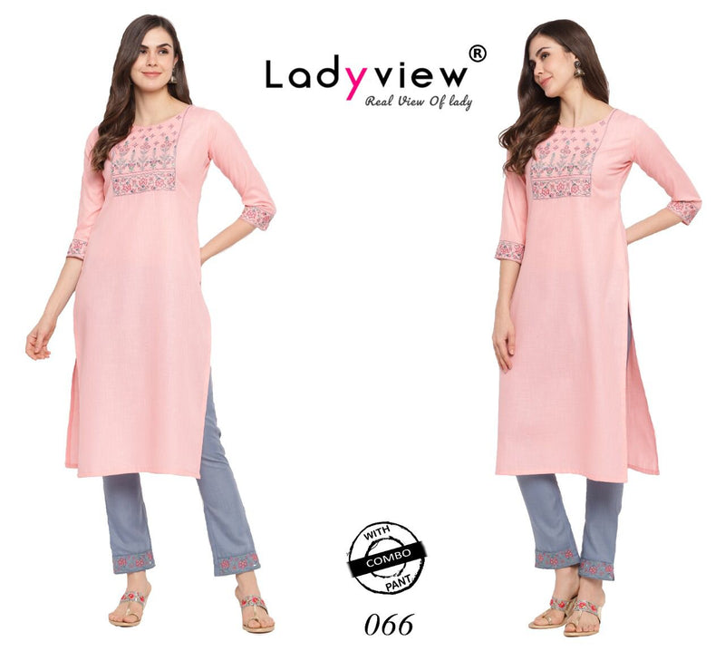 Ladyview Ruby Vol 1 Magic Slub  with Value Added Embrodery Work. Heavy Kurti