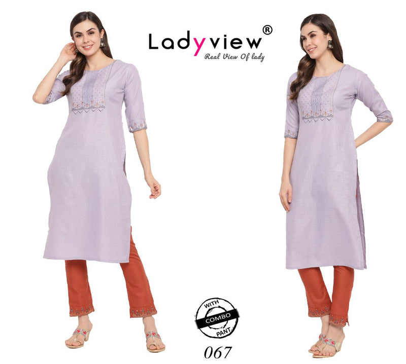 Ladyview Ruby Vol 1 Magic Slub  with Value Added Embrodery Work. Heavy Kurti