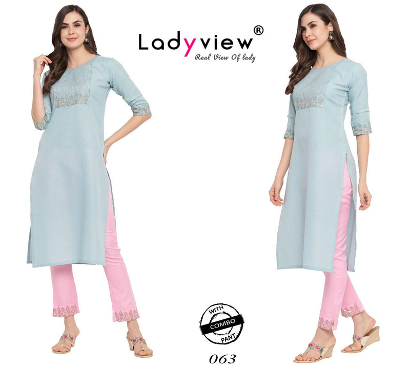 Ladyview Ruby Vol 1 Magic Slub  with Value Added Embrodery Work. Heavy Kurti