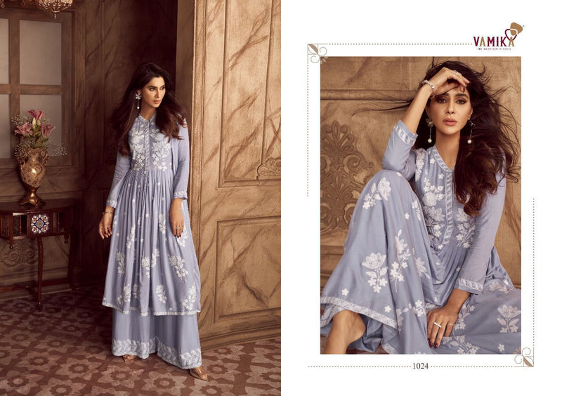Vamika Lakhnavi Vol 4 Rayon With Fancy Work Stylish Designer Casual Wear Long Kurti