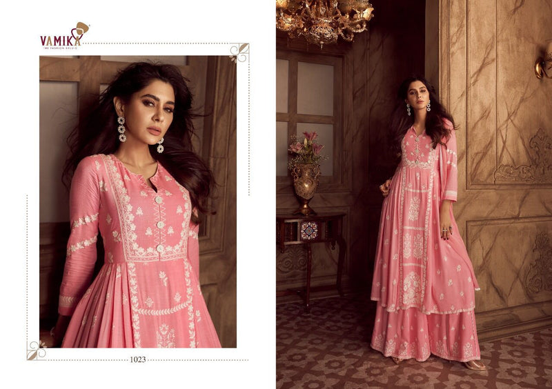 Vamika Lakhnavi Vol 4 Rayon With Fancy Work Stylish Designer Casual Wear Long Kurti